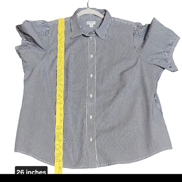 J CREW Striped Puff Sleeve Button Up Shirt Womens Plus XXL Navy White Coast NWT - Picture 5 of 10